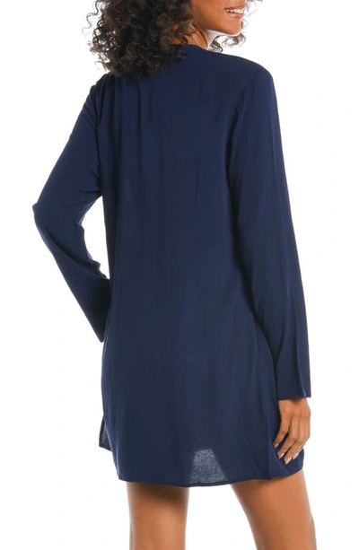 Shop La Blanca V-neck Cover-up Tunic Dress In Indigo