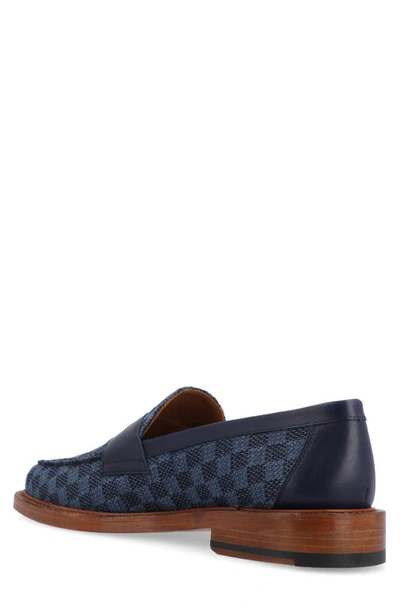 Shop Taft Fitz Suede Penny Loafer In Blue Check