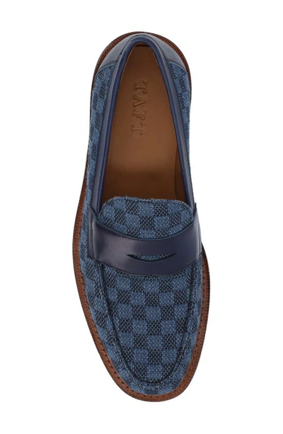 Shop Taft Fitz Suede Penny Loafer In Blue Check