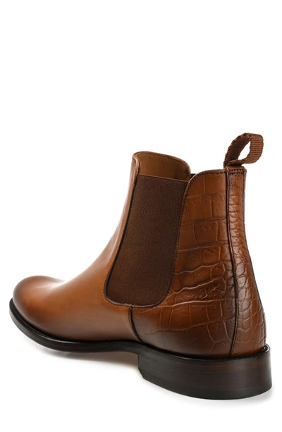 Shop Taft Hiro Croc Embossed Leather Chelsea Boot In Honey