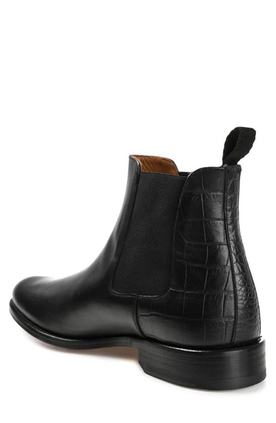 Shop Taft Hiro Croc Embossed Leather Chelsea Boot In Midnight