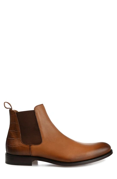 Shop Taft Hiro Croc Embossed Leather Chelsea Boot In Honey