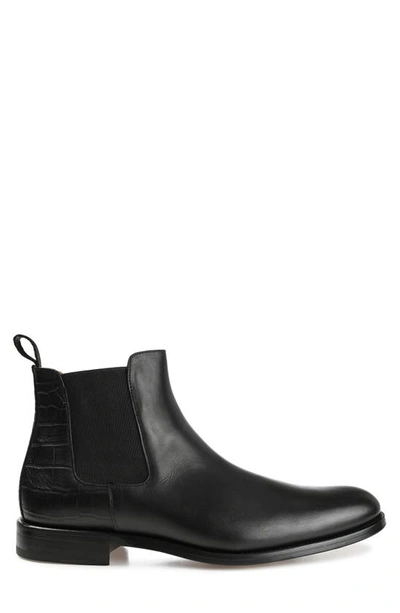 Shop Taft Hiro Croc Embossed Leather Chelsea Boot In Midnight