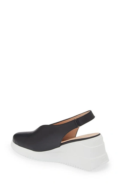 Shop Wonders Platform Wedge Pump In Black Leather