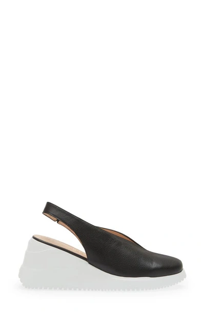 Shop Wonders Platform Wedge Pump In Black Leather