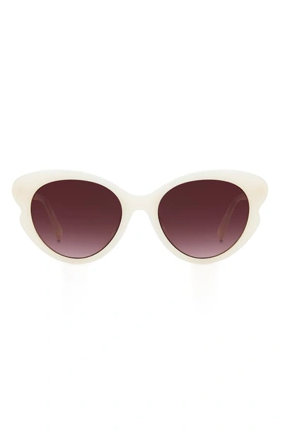 Shop Kate Spade 53mm Elina/g/s Round Sunglasses In White/ Burgundy Shaded