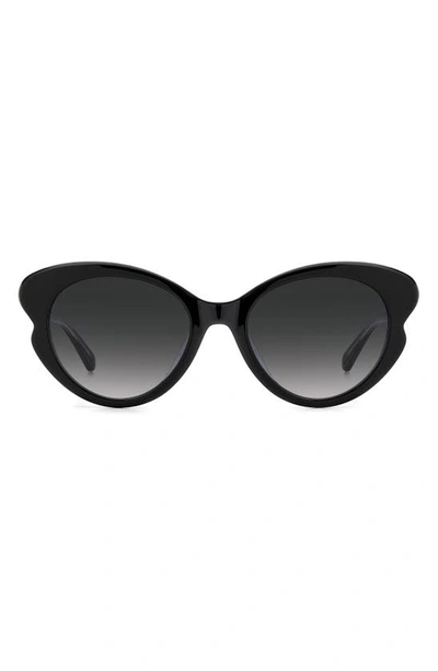 Shop Kate Spade 53mm Elina/g/s Round Sunglasses In Black/ Grey Shaded