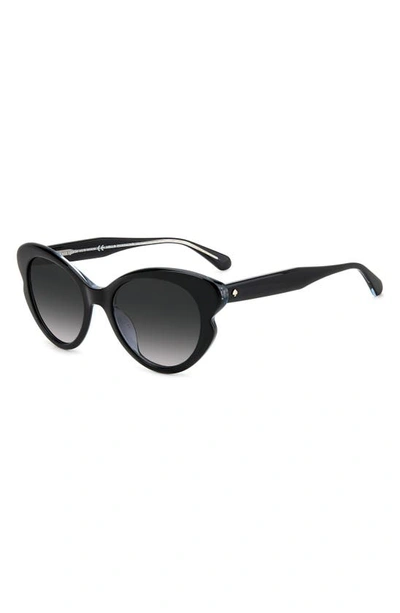 Shop Kate Spade 53mm Elina/g/s Round Sunglasses In Black/ Grey Shaded