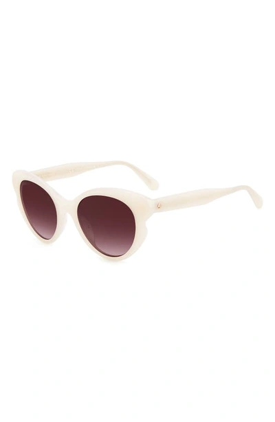 Shop Kate Spade 53mm Elina/g/s Round Sunglasses In White/ Burgundy Shaded