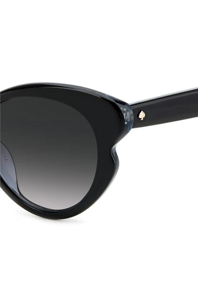 Shop Kate Spade 53mm Elina/g/s Round Sunglasses In Black/ Grey Shaded