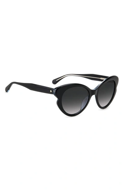 Shop Kate Spade 53mm Elina/g/s Round Sunglasses In Black/ Grey Shaded