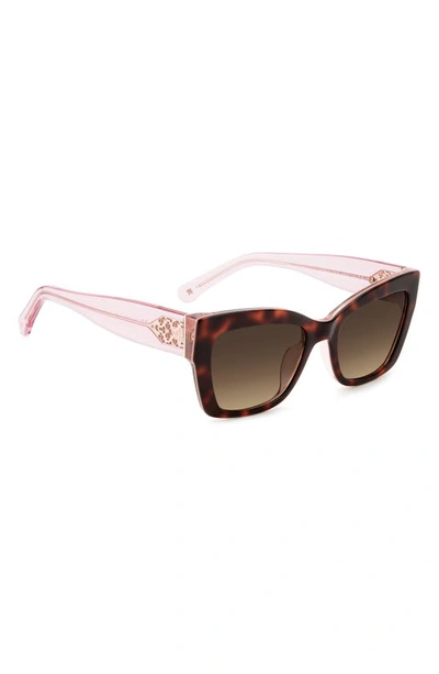 Shop Kate Spade 53mm Valeria/s Cat Eye Sunglasses In Havana Pink/ Brown Gradient