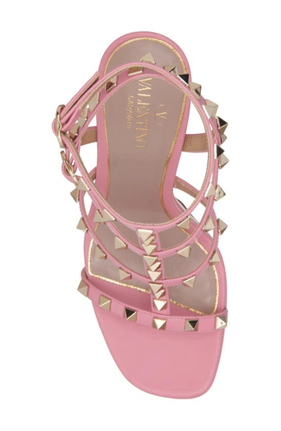 Shop Valentino Rockstud T-strap Platform Sandal In A76 Candy Rose