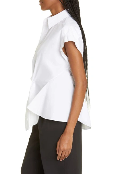 Shop Aknvas Stella Deconstructed Cotton Button-up Blouse In White