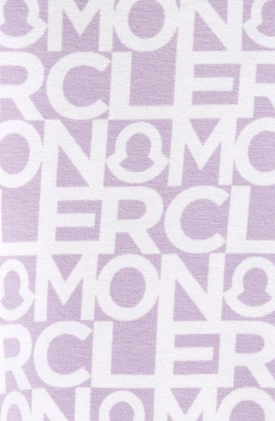 Shop Moncler Kids' Allover Logo Leggings In Purple Print