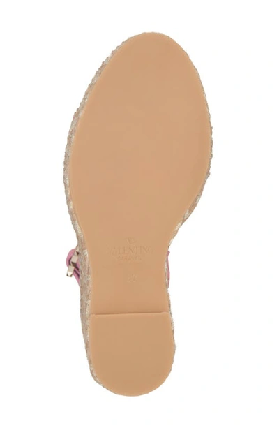 Shop Valentino Rockstud Espadrille Wedge Sandal In 78n Candy Rose/ Misty Mauve