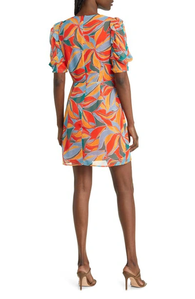 Shop Adelyn Rae Playa Puff Sleeve Minidress In Blood Orange