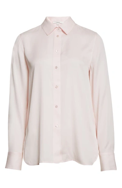 Shop Vince Slim Fit Stretch Silk Blouse In Rosewater