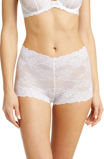 Shop Natori Heavenly Lace Boyshorts In Wht