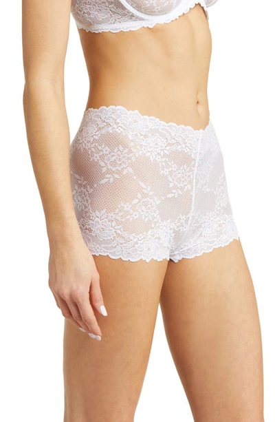 Shop Natori Heavenly Lace Boyshorts In Wht