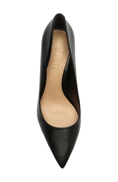 Schutz Lou Lo Pointed Toe Pump In Black Leather