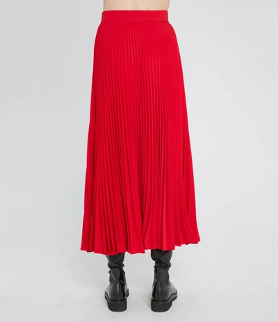 Shop Christopher Kane Crystal Fringe Pleated Skirt In Red