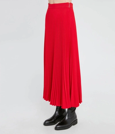 Shop Christopher Kane Crystal Fringe Pleated Skirt In Red