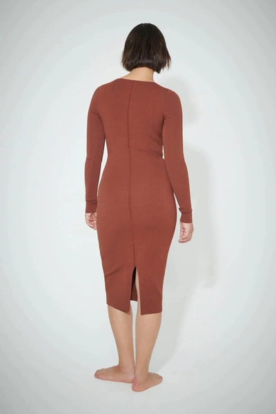 Shop Victoria Beckham Fitted Square Neck Dress In Brown