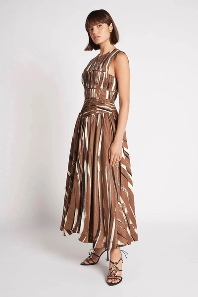 Shop Aje Gabrielle Midi Dress In Brown