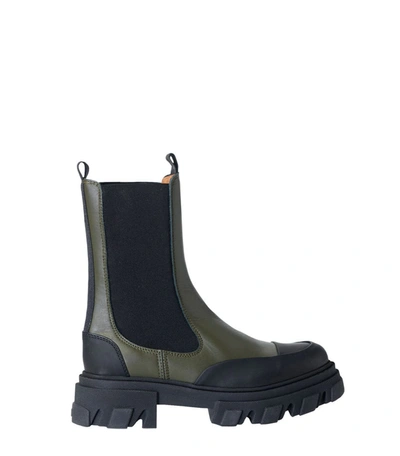 Shop Ganni Mid Chelsea Boot In Green