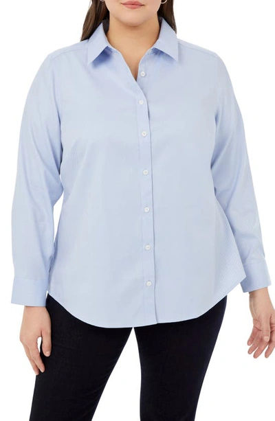 Shop Foxcroft Mary Cotton Calvary Twill Button-up Shirt In Blue