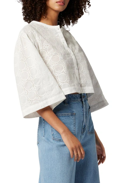 Shop Joie Persephone Eyelet Embroidered Cotton Top In Porcelain