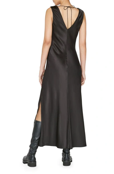 Shop Frame Lace Front Satin Maxi Dress In Noir