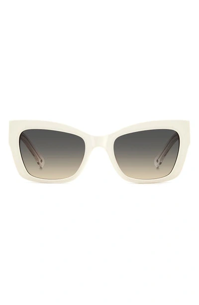 Shop Kate Spade 53mm Valeria/s Cat Eye Sunglasses In White/ Brown Ochre