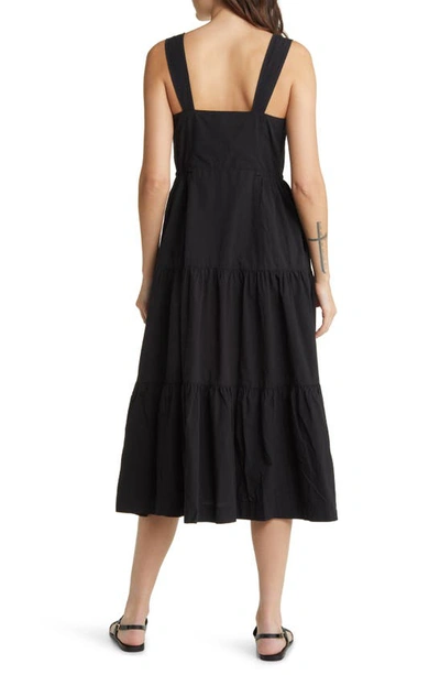 Shop Madewell Suzette Seamed Bodice Tiered Cotton Sundress In True Black