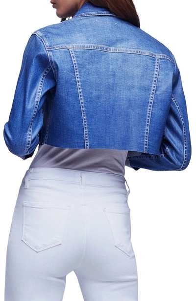 L Agence Wesley Raw Hem Crop Denim Trucker Jacket In Regal Coated