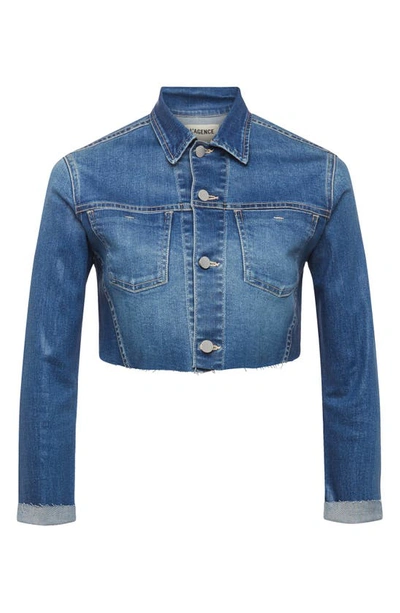 L Agence Wesley Raw Hem Crop Denim Trucker Jacket In Regal Coated