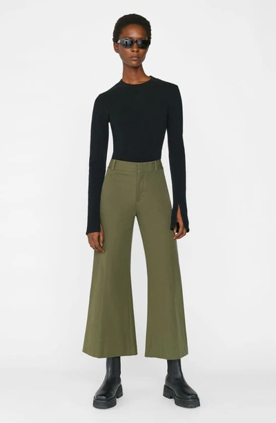 Shop Frame Le Crop Palazzo Wide Leg Trousers In Fatigue