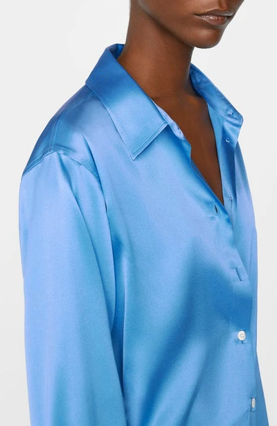 Shop Frame Stretch Silk Button-up Shirt In Cornflower Blue