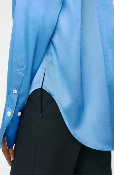 Shop Frame Stretch Silk Button-up Shirt In Cornflower Blue