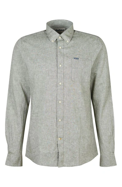 Barbour Nelson Tailored Fit Long Sleeve Button Down Shirt In Bleached Olive