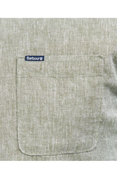 Barbour Nelson Tailored Fit Long Sleeve Button Down Shirt In Bleached Olive