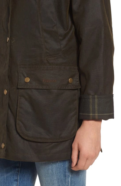 Barbour Beadnell Polarquilt Plaid-trim Utility Coat In Olive