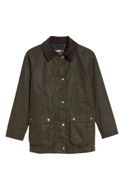 Barbour Beadnell Polarquilt Plaid-trim Utility Coat In Olive