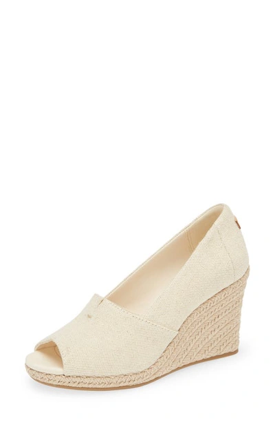 Toms Women's Michelle Peep Toe Canvas Espadrille Wedge Pumps In Natural Natural