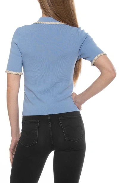 Shop Alexia Admor Collared Knit Short Sleeve Top In Halogen Blue