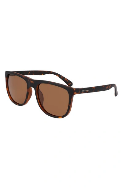 Cole Haan 58mm Plastic Rounded Square Polaized Sunglasses In Tortoise