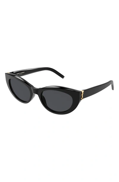 Shop Saint Laurent 54mm Polarized Cat Eye Sunglasses In Black