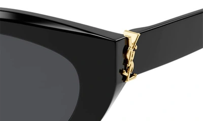 Shop Saint Laurent 54mm Polarized Cat Eye Sunglasses In Black
