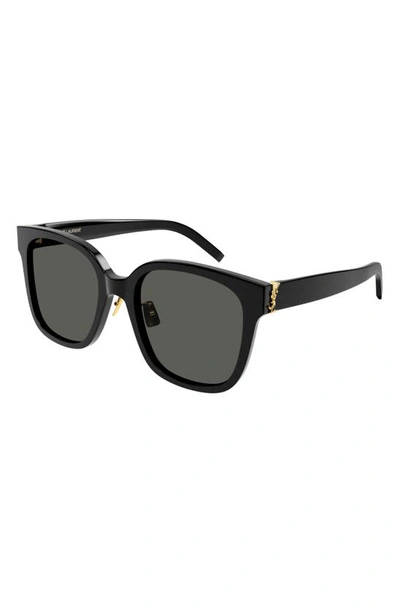 Shop Saint Laurent 55mm Polarized Cat Eye Sunglasses In Black